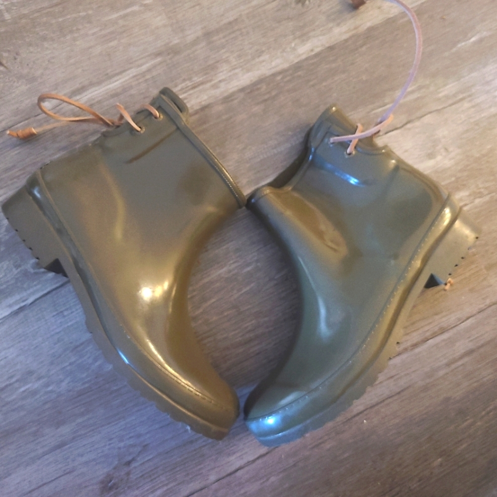 SPERRY WALKER TURF RAIN BOOTS HTF ARMY GREEN Color!